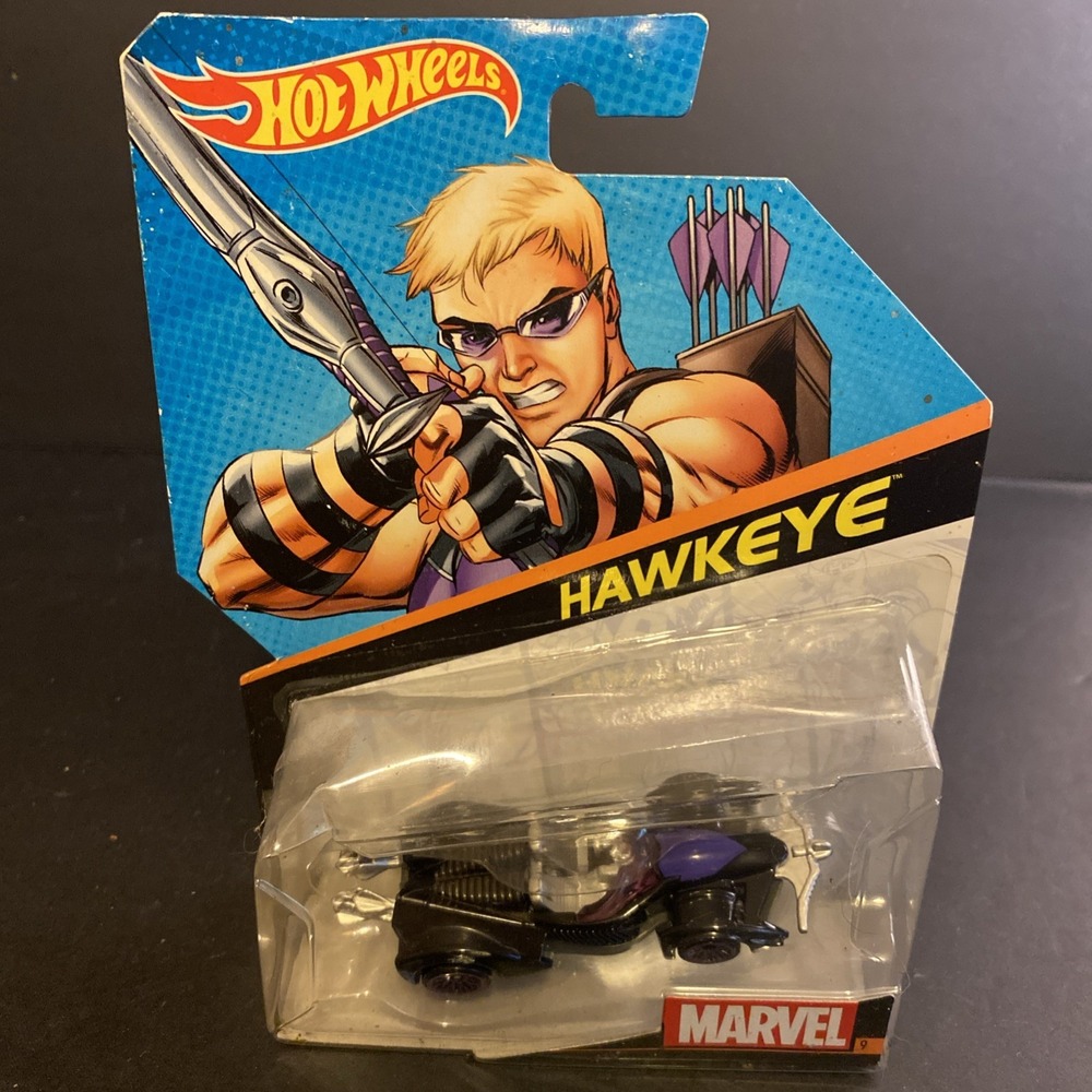 2014 Hot Wheels Marvel Hawkeye #9 Character Car 1:64 Diecast New Sealed